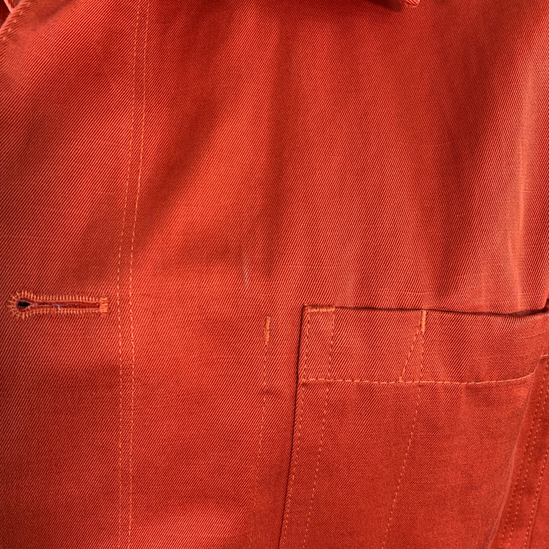 PAUL SMITH Size XL Orange Twill Linen Cotton Chore Jacket