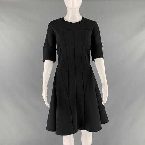 SPORTMAX Size L Black Nylon Eastane Short Sleeve Dress