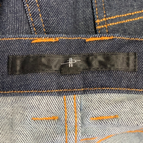 NO ID. BLACK Size 30 Blue Orange Contrast Stitch Cotton Blend High Waisted Bootcut Jeans