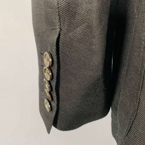 TOM FORD Size 44 Black Linen Peak Lapel Sport Coat