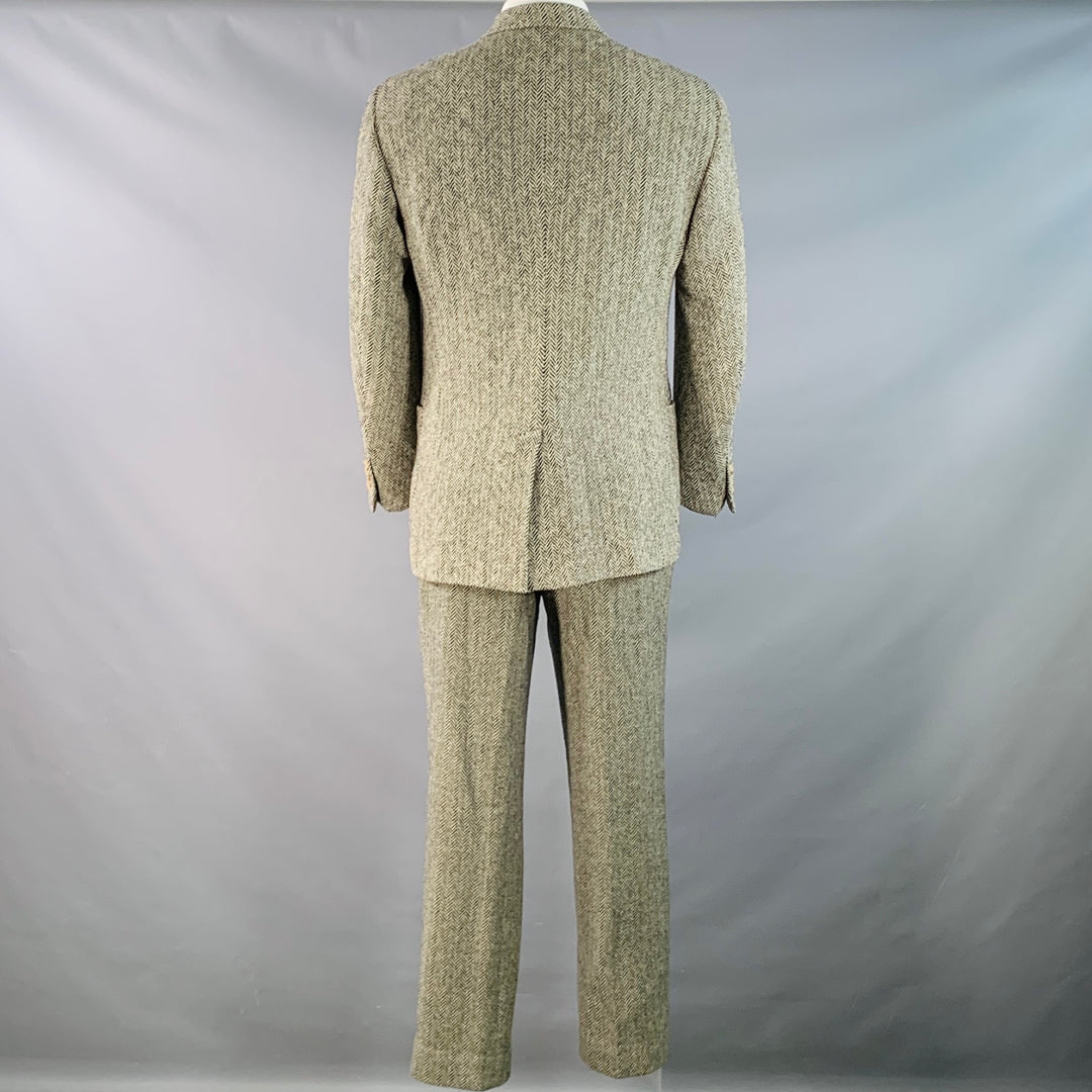 POLO by RALPH LAUREN Size XL Regular White Black Chevron Wool 3 Piece Suit