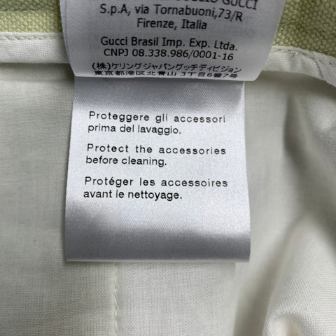 GUCCI Size 36 Green Linen Cotton Pleated Cuffed Casual Pants