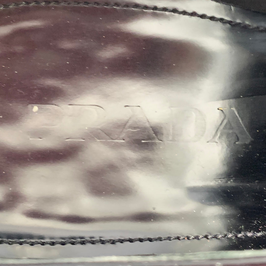 PRADA Size 9.5 Black Leather Perforated Wingtip Derby Lace-Up Shoes