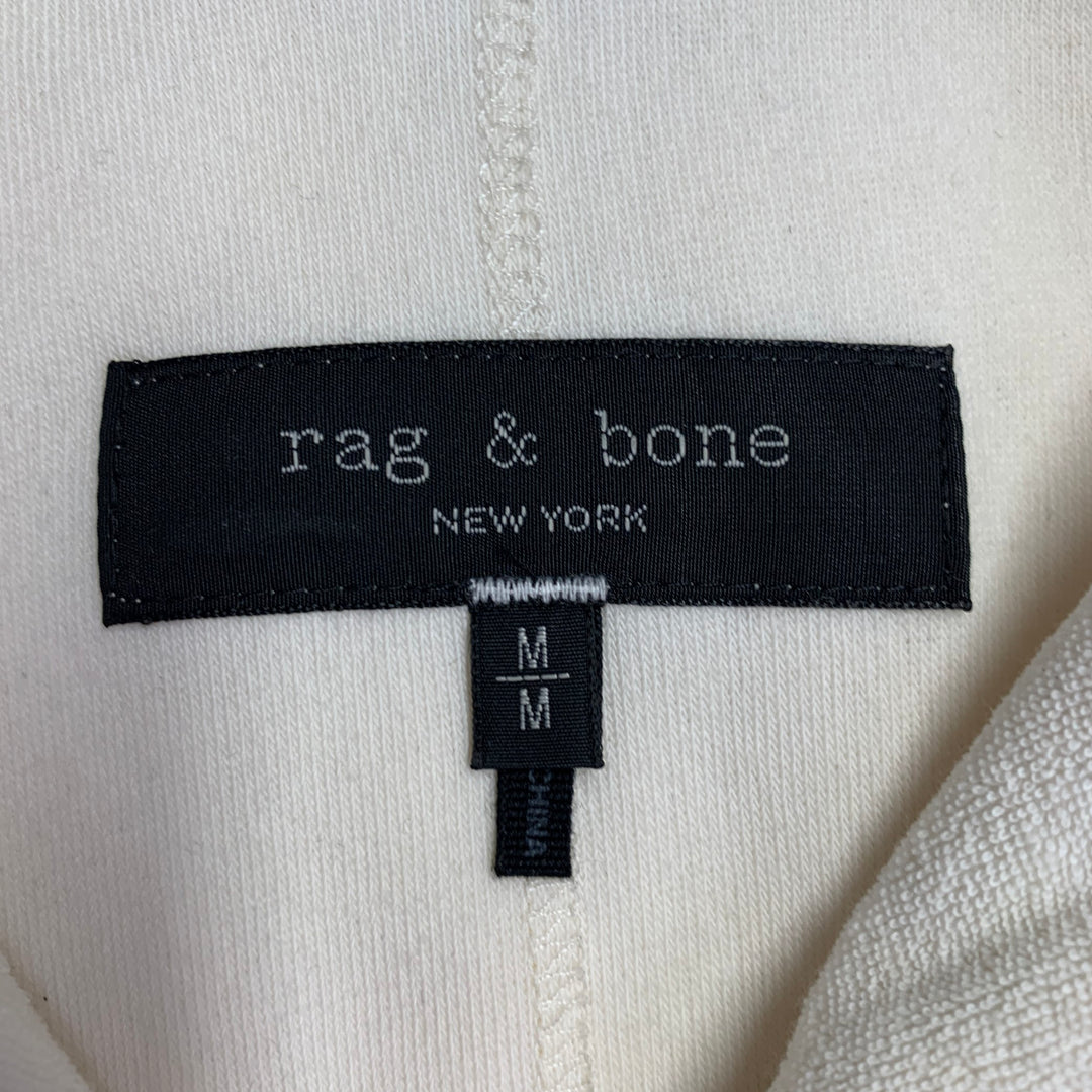 RAG & BONE Size M Beige Navy Contrast Stitch Cotton Blend Terry Short Sleeve Shirt