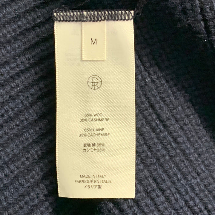 THE ROW Size M Navy Wool Cashmere Ribbed Open Front Cardigan