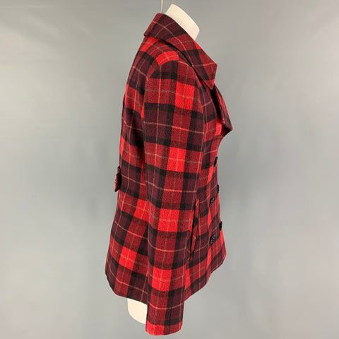 CONVERSE Size M Red Black Plaid Peacoat Jacket
