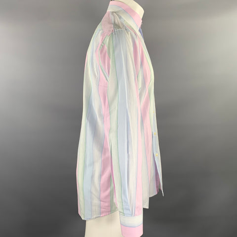 PAUL SMITH Size L Cream Multi-Color Stripe Cotton Dagger Long Sleeve Shirt