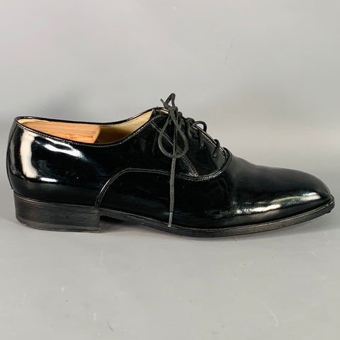 CHURCH'S Size 11.5 Black Patent Leather Oxford Lace-Up Shoes
