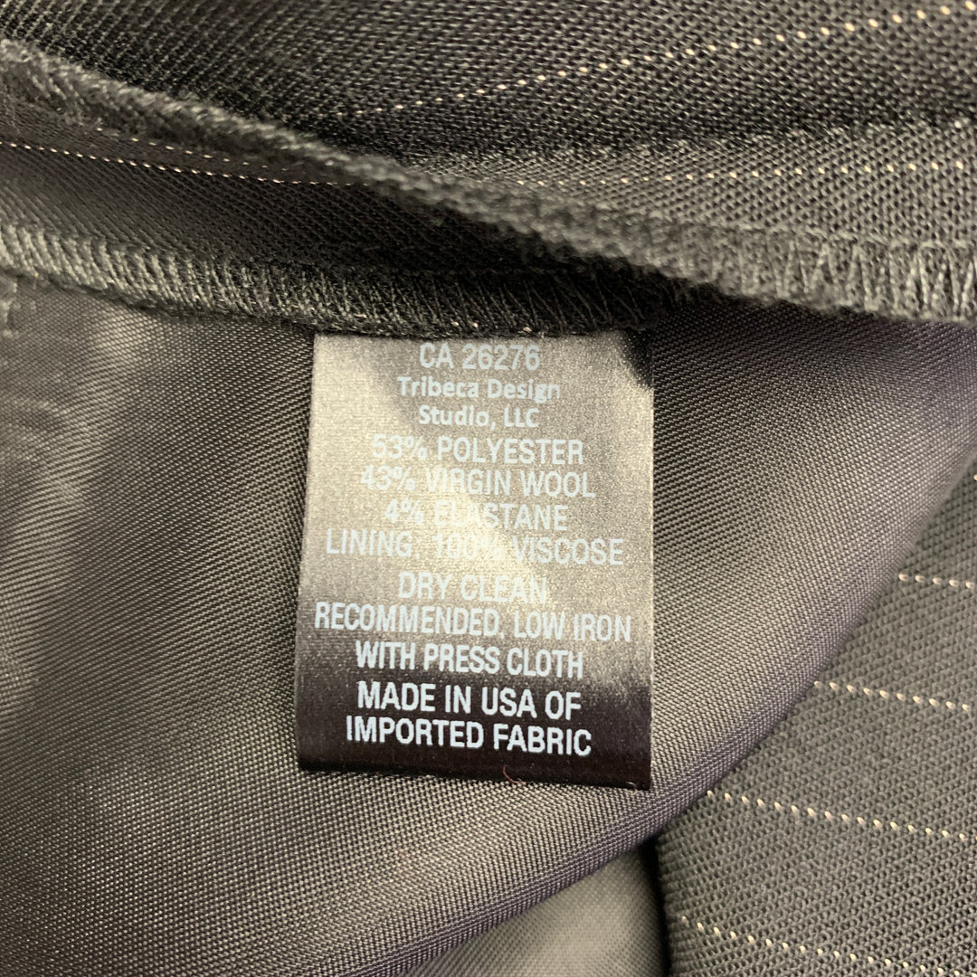 NILI LOTAN Size 2 Black Grey Polyester Blend Pinstripe Peak Lapel Pantsuit