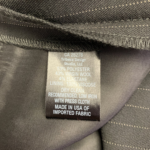NILI LOTAN Size 2 Black Grey Polyester Blend Pinstripe Peak Lapel Pantsuit