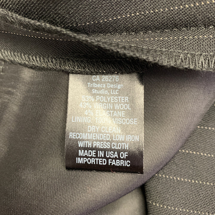 NILI LOTAN Size 2 Black Grey Polyester Blend Pinstripe Peak Lapel Pantsuit