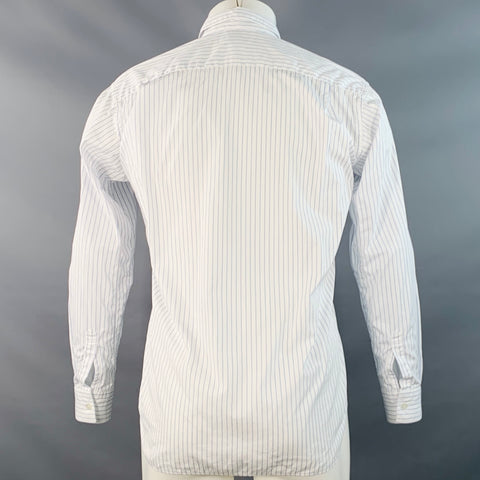 COMME des GARCONS SHIRT Size XS White Blue Patchwork Stripe Cotton Long Sleeve Shirt