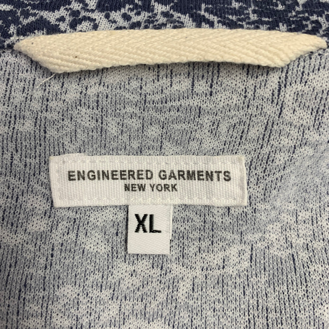 ENGINEERED GARMENTS Size XL Blue White Floral Textured Jacket