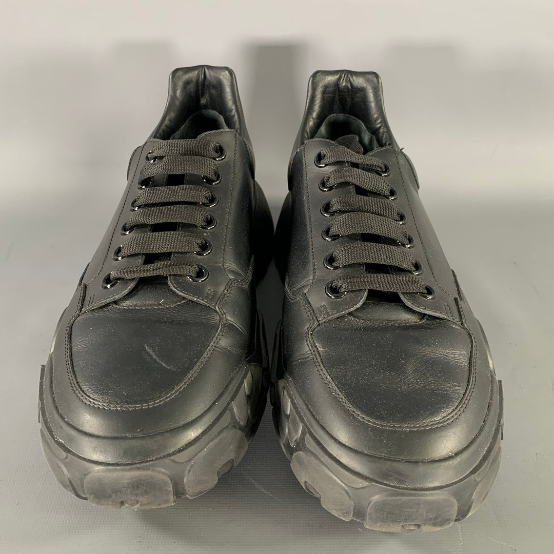 ALEXANDER MCQUEEN Size 10.5 Black Leather Sneakers