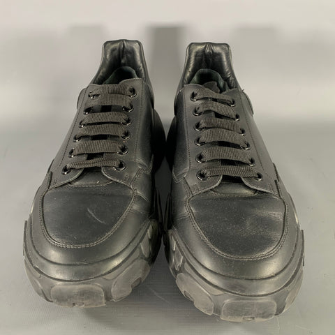 ALEXANDER MCQUEEN Size 10.5 Black Leather Sneakers