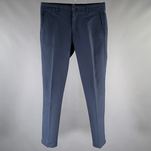 INCOTEX Size 32 Navy Slim Casual Pants