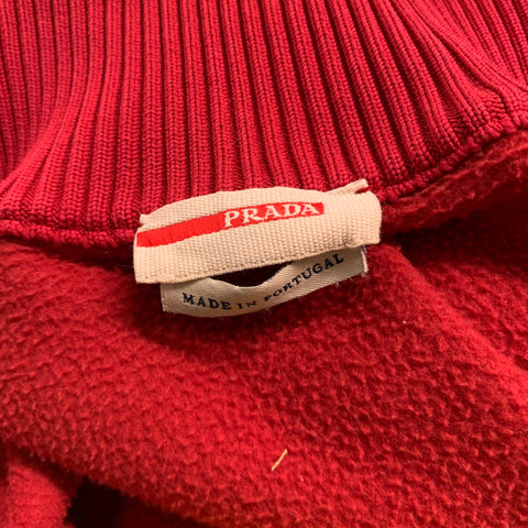 PRADA Talla M Jersey rojo con cremallera de poliéster sólido
