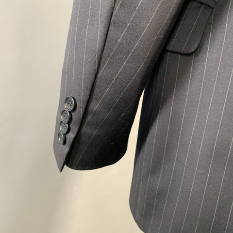 BROOKS BROTHERS Size 41 Navy Grey Pinstripe Wool Notch Lapel Suit