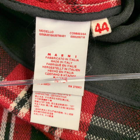 MARNI Size 8 Red Black Polyester Blend Plaid Snaps Jacket