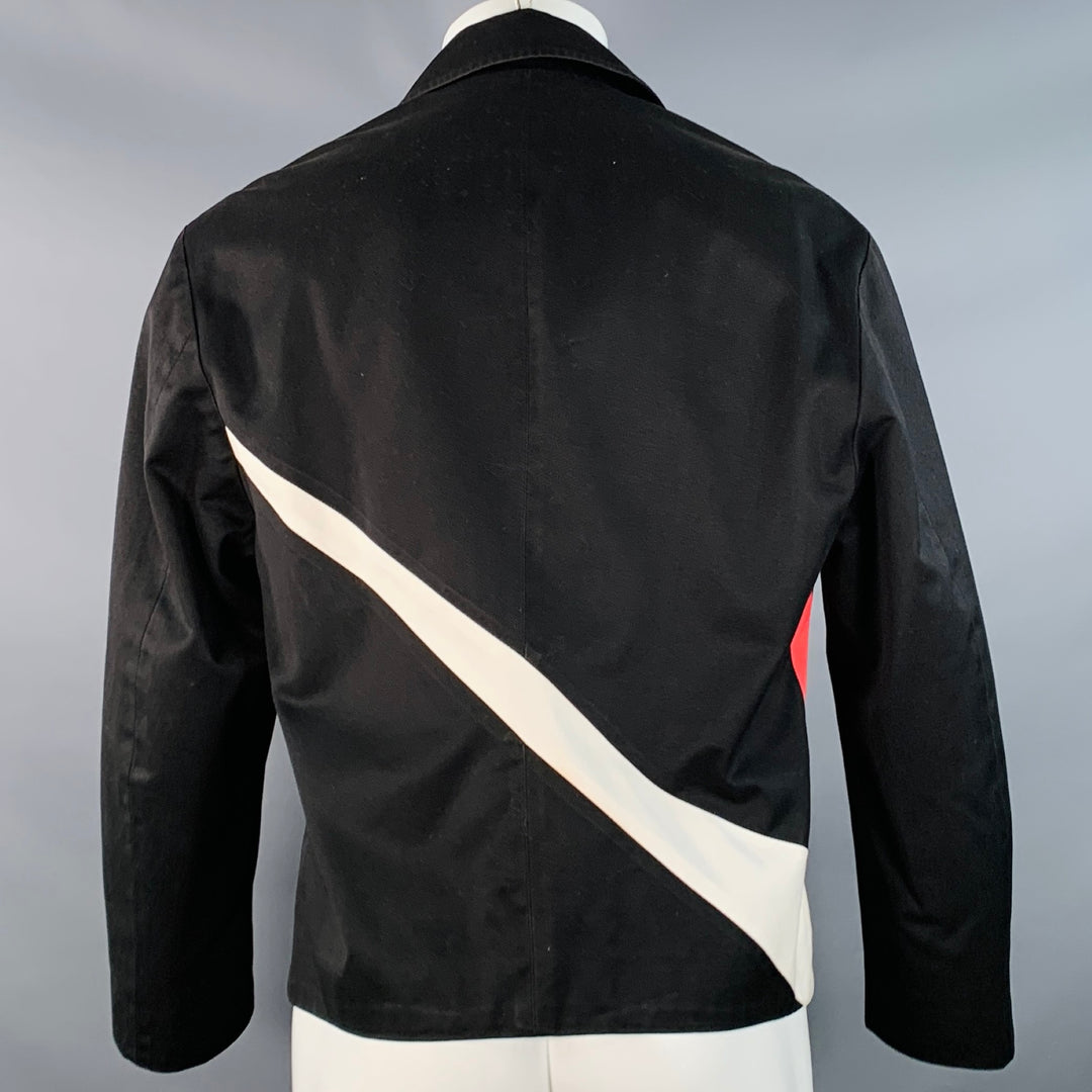 VERSUS by GIANNI VERSACE Size 40 Black Red White Cotton Color Block Zip Up Jacket