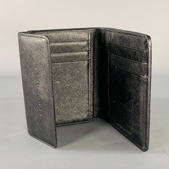 BURBERRY Beige Black Plaid Saffiano Leather Nylon Wallet