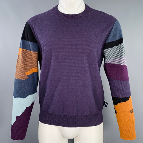 PS by PAUL SMITH Size S Purple Multi Color Stripe Cotton Merino Wool Pullover