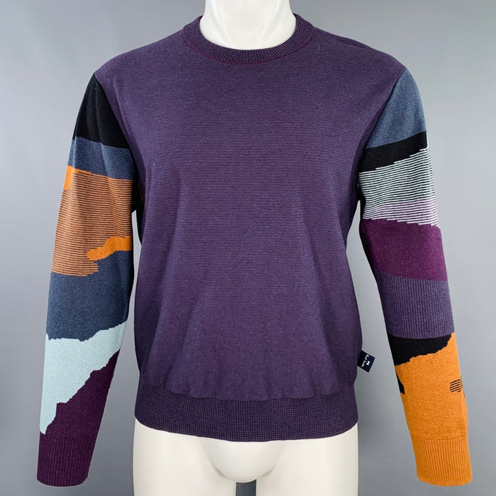 PS by PAUL SMITH Size S Purple Multi Color Stripe Cotton Merino Wool Pullover