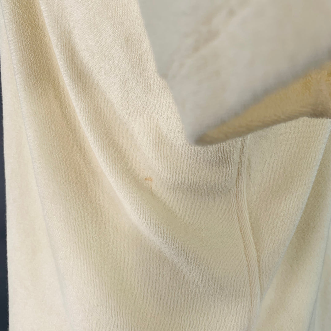 RAG & BONE Size M Beige Navy Contrast Stitch Cotton Blend Terry Short Sleeve Shirt