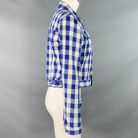 D&G by DOLCE & GABBANA Size S Blue White Cotton Gingham Jacket Blazer