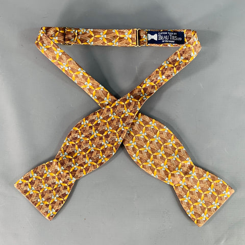 BEAU TIES LTD. Brown Gold Abstract Floral Bow Tie