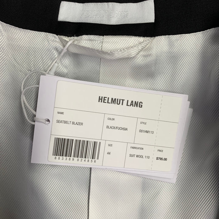 HELMUT LANG SS24 Size 44 Black Wool Notch Lapel Seatbelt Suit