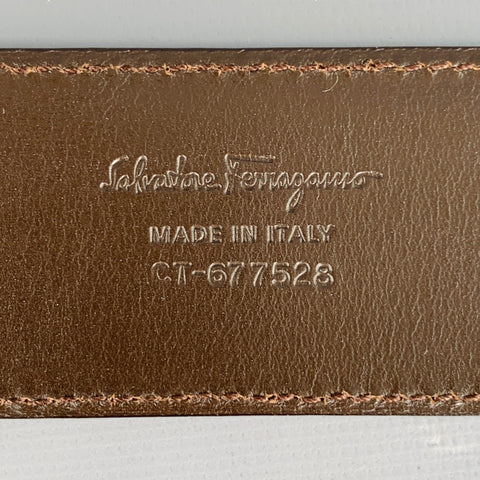 SALVATORE FERRAGAMO Size 36 Brown Gunmetal Suede Belt