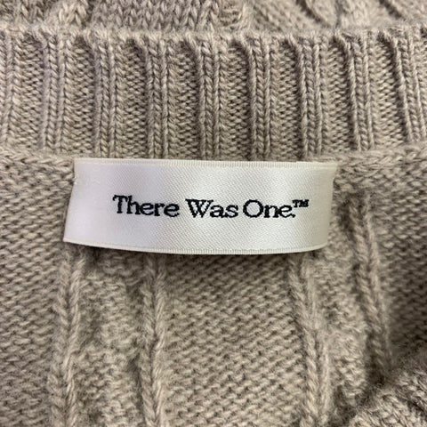 THERE WAS ONE Size M Brown Taupe Cable Wool Sweater