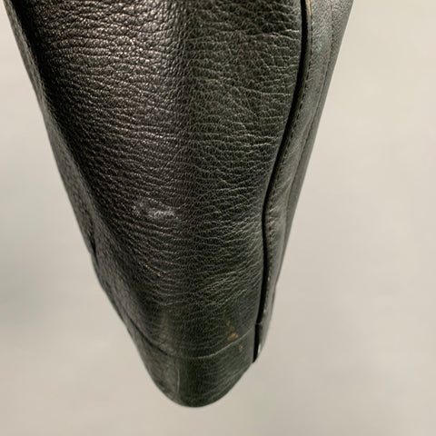 HUGO BOSS Size 44 Crape Black Leather Single Breasted Coat