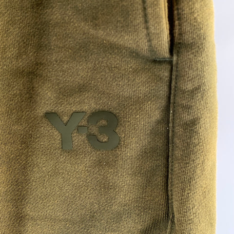 Y-3 Size L Olive Polyester Blend Sweat Shorts