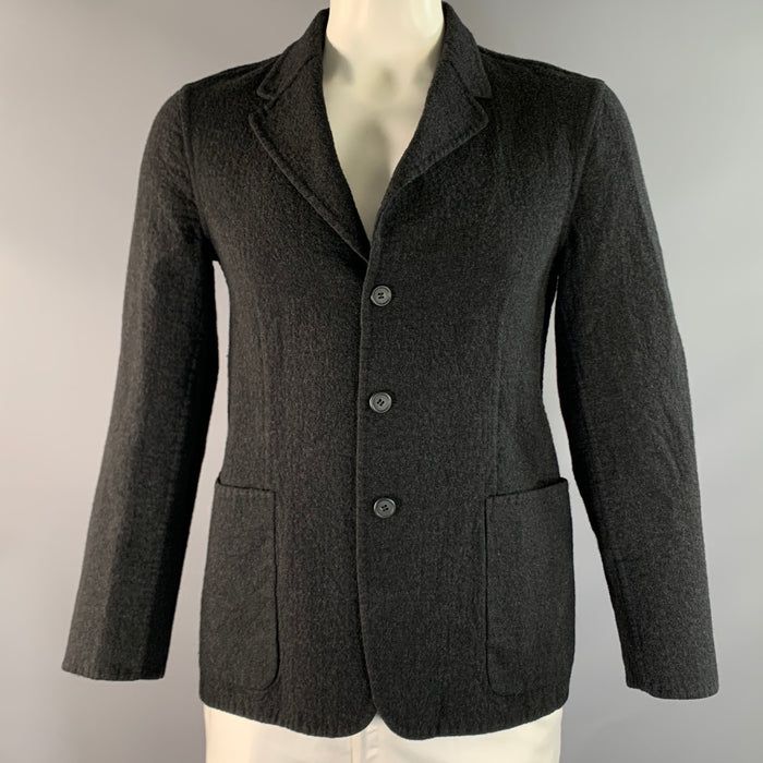 MICHAEL KORS Size 42 Grey Charcoal Textured Wool Notch Lapel Jacket