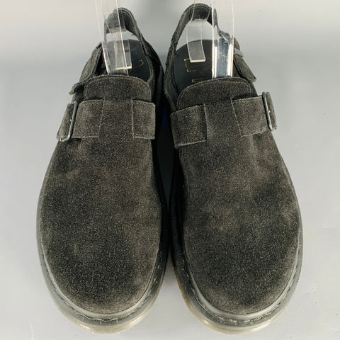 DR. MARTENS Size 10 Black Textured Leather Belted Sandals