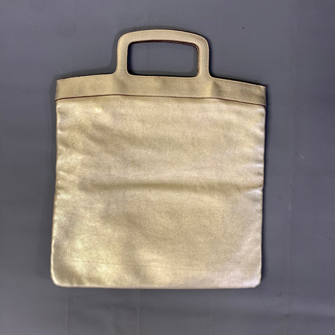 MIU MIU Gold Metallic Leather Top Handles Handbag