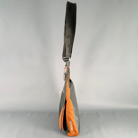 TUMI Grey Orange Color Block Nylon Leather Messenger Bag