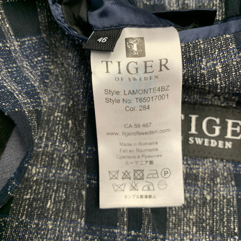 TIGER of SWEDEN Size 36 Grey Navy Plaid Cotton Blend Sport Coat