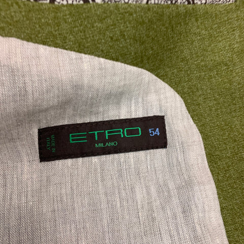ETRO Size 44 Heather Green Wool Blend Peak Lapel Sport Coat