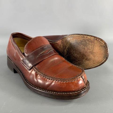 JIL SANDER Size 8 Burgundy Leather Loafer