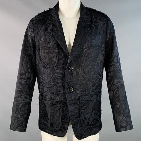 EDWARD CUMING Size M Black Tropical Jacquard Wool Blend Jacket