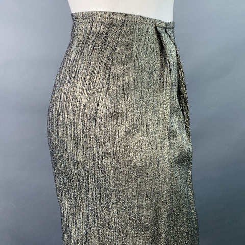 DRIES VAN NOTEN Size 4 Black Silver Silk Blend Pleated Below Knee Skirt