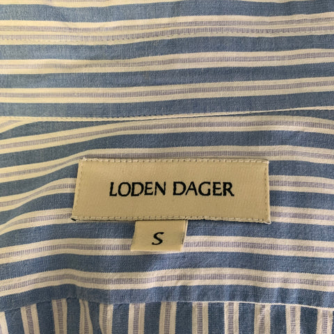 LODEN DAGER Size S Blue White Stripe Cotton Pointed Collar Long Sleeve Shirt
