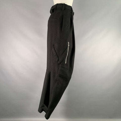 BOTTEGA VENETA Size 0 Black Lambswool blend Herringbone Cargo Casual Pants
