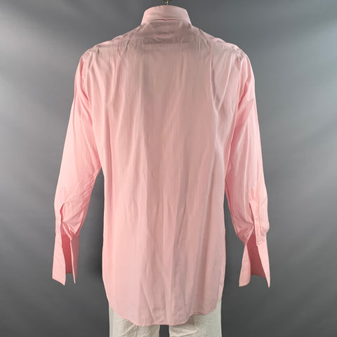 Chemise à manches longues en coton à fines rayures roses et blanches TURNBULL & ASSER taille L