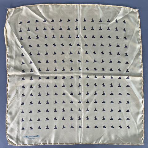 TURNBULL & ASSER Yellow Blue Birds Silk Pocket Square