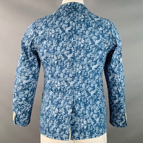 TS (S) Size S Regular Blue Cotton Figures Notch Lapel Sport Coat
