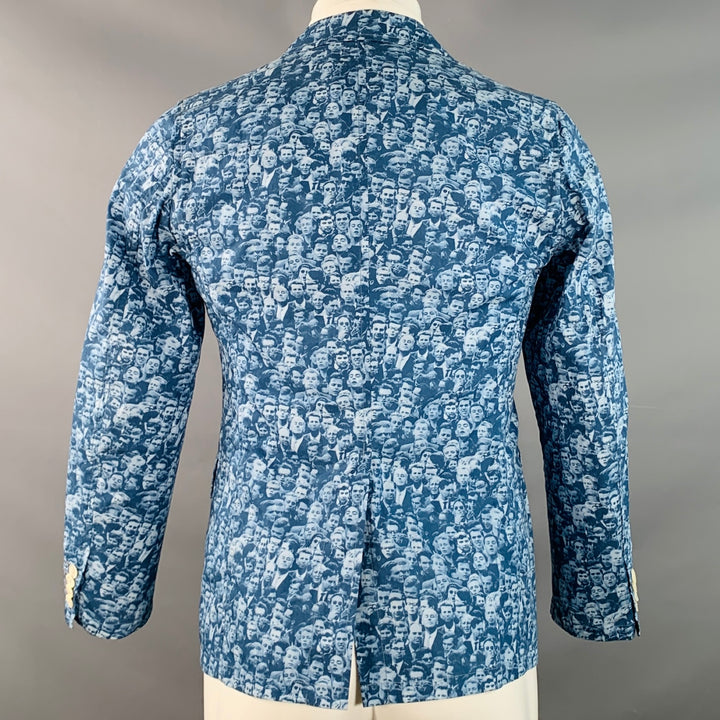 TS (S) Size S Regular Blue Cotton Figures Notch Lapel Sport Coat